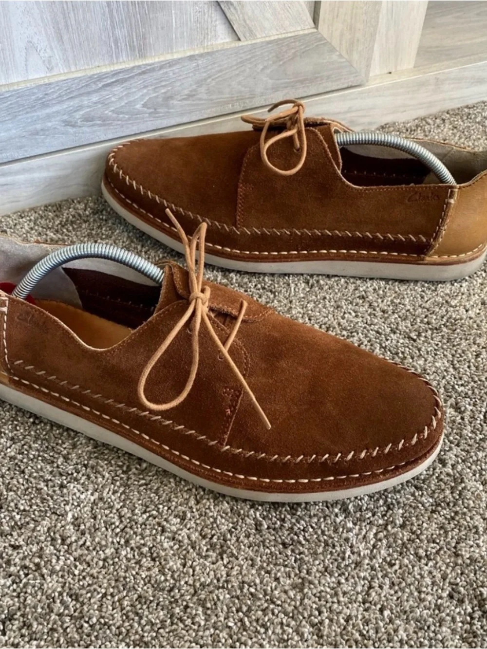 Clarks Men's Suede Lace-Up Shoes - Chestnut Brown
